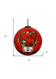 Reindeer with Plaids and Cardinals Hand Painted Mouth Blown Glass Ornament - Homeroots - Flyclothing LLC