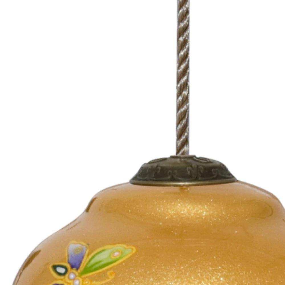 Golden Extravagant Butterflies Hand Painted Mouth Blown Glass Ornament - Homeroots - Flyclothing LLC