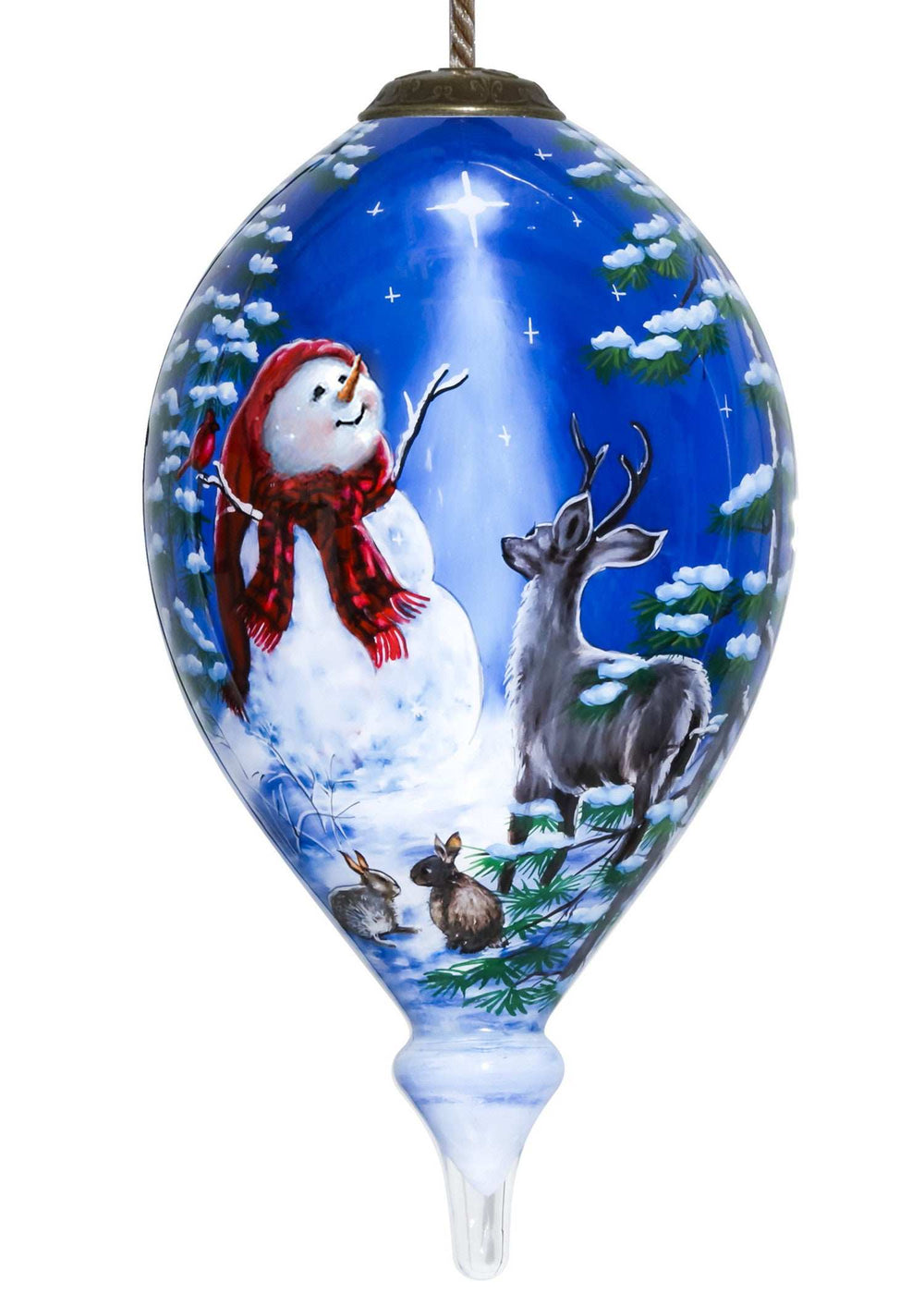 Starry Heaven and Snowman Hand Painted Mouth Blown Glass Ornament - Homeroots - Flyclothing LLC