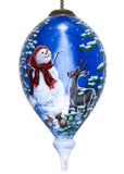 Starry Heaven and Snowman Hand Painted Mouth Blown Glass Ornament - Homeroots - Flyclothing LLC