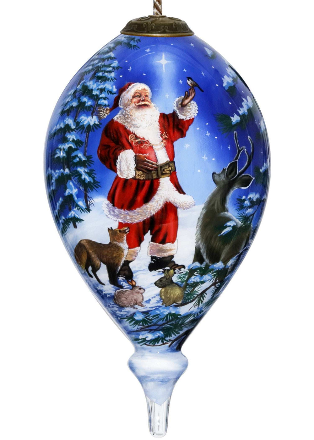 Starry Heaven and Santa Hand Painted Mouth Blown Glass Ornament - Homeroots - Flyclothing LLC