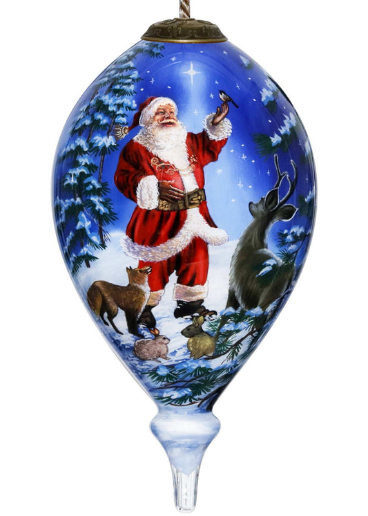 Starry Heaven and Santa Hand Painted Mouth Blown Glass Ornament - Homeroots - Flyclothing LLC