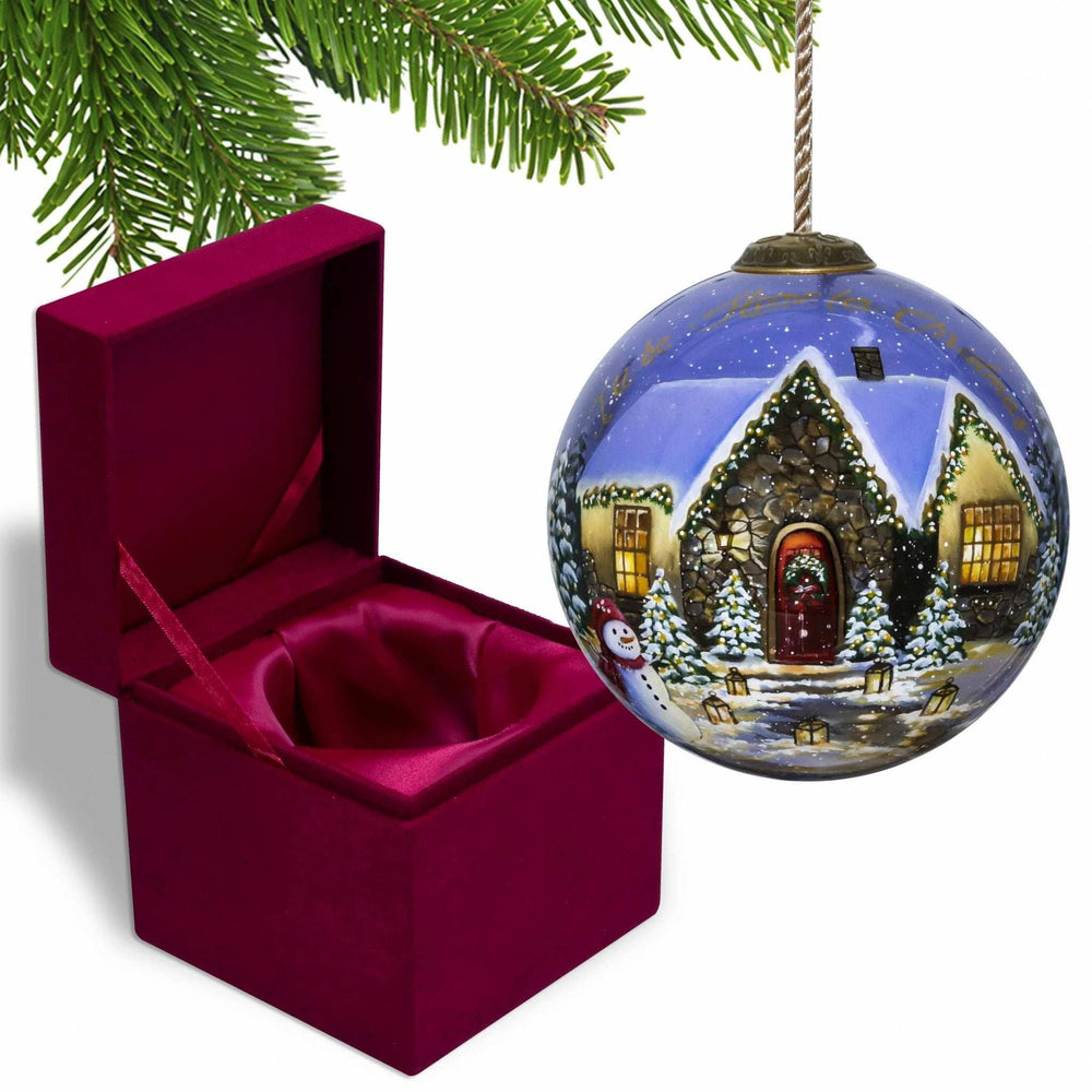 Home for Christmas Hand Painted Mouth Blown Glass Ornament - Homeroots - Flyclothing LLC