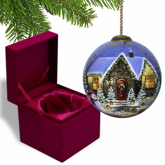 Home for Christmas Hand Painted Mouth Blown Glass Ornament - Homeroots - Flyclothing LLC