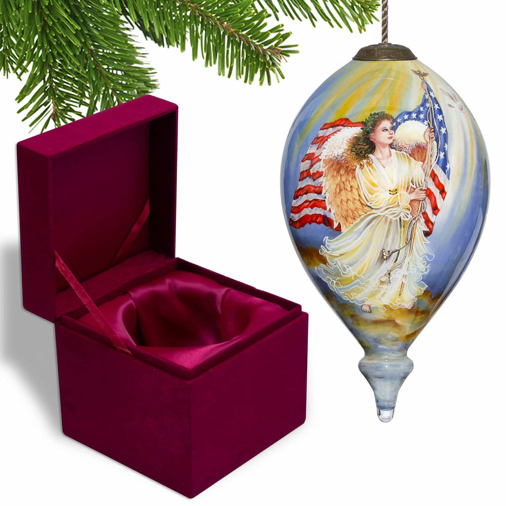 American Flag Angel Hand Painted Mouth Blown Glass Ornament - Homeroots - Flyclothing LLC