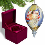 American Flag Angel Hand Painted Mouth Blown Glass Ornament - Homeroots - Flyclothing LLC