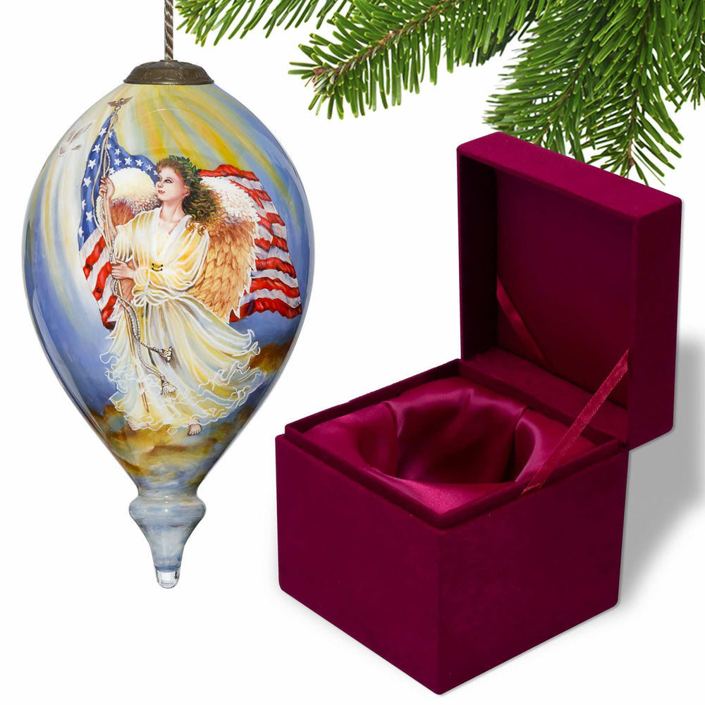 American Flag Angel Hand Painted Mouth Blown Glass Ornament - Homeroots - Flyclothing LLC