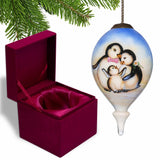 Family of Penguins Hand Painted Mouth Blown Glass Ornament - Homeroots - Flyclothing LLC