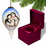 Family of Penguins Hand Painted Mouth Blown Glass Ornament - Homeroots - Flyclothing LLC