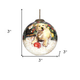 Puppy under the Christmas Tree Hand Painted Mouth Blown Glass Ornament - Homeroots - Flyclothing LLC