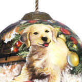 Puppy under the Christmas Tree Hand Painted Mouth Blown Glass Ornament - Homeroots - Flyclothing LLC