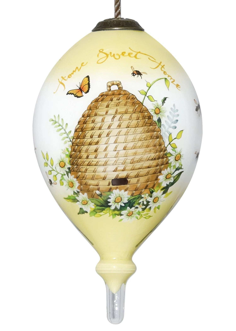 Beehive Home Sweet Home Hand Painted Mouth Blown Glass Ornament - Homeroots - Flyclothing LLC