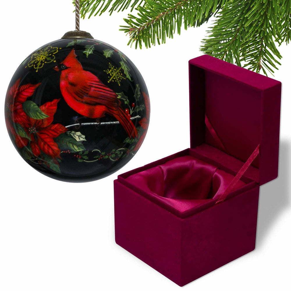 Glossy Red Cardinal Hand Painted Mouth Blown Glass Ornament - Homeroots - Flyclothing LLC