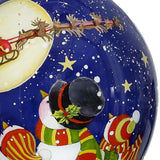 Snowmen Family Watching Santa on a Sleigh Hand Painted Mouth Blown Glass Ornament - Homeroots - Flyclothing LLC