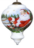 Santa Riding a Sleigh Hand Painted Mouth Blown Glass Ornament - Homeroots - Flyclothing LLC