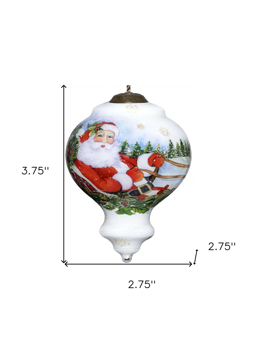 Santa Riding a Sleigh Hand Painted Mouth Blown Glass Ornament - Homeroots - Flyclothing LLC