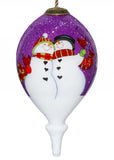 Amore Snowmen Hand Painted Mouth Blown Glass Ornament - Homeroots - Flyclothing LLC