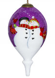 Amore Snowmen Hand Painted Mouth Blown Glass Ornament - Homeroots - Flyclothing LLC