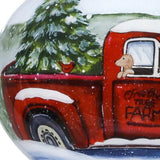 Red Farm Truck with Tree Hand Painted Mouth Blown Glass Ornament - Homeroots - Flyclothing LLC
