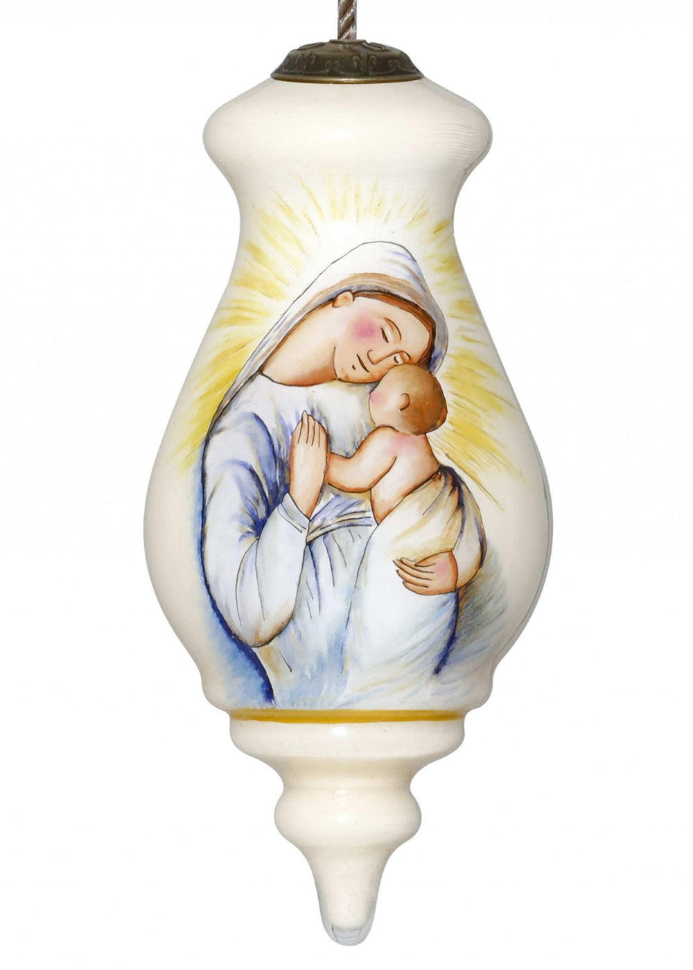 Mother Mary with Baby Hand Painted Mouth Blown Glass Ornament - Homeroots - Flyclothing LLC