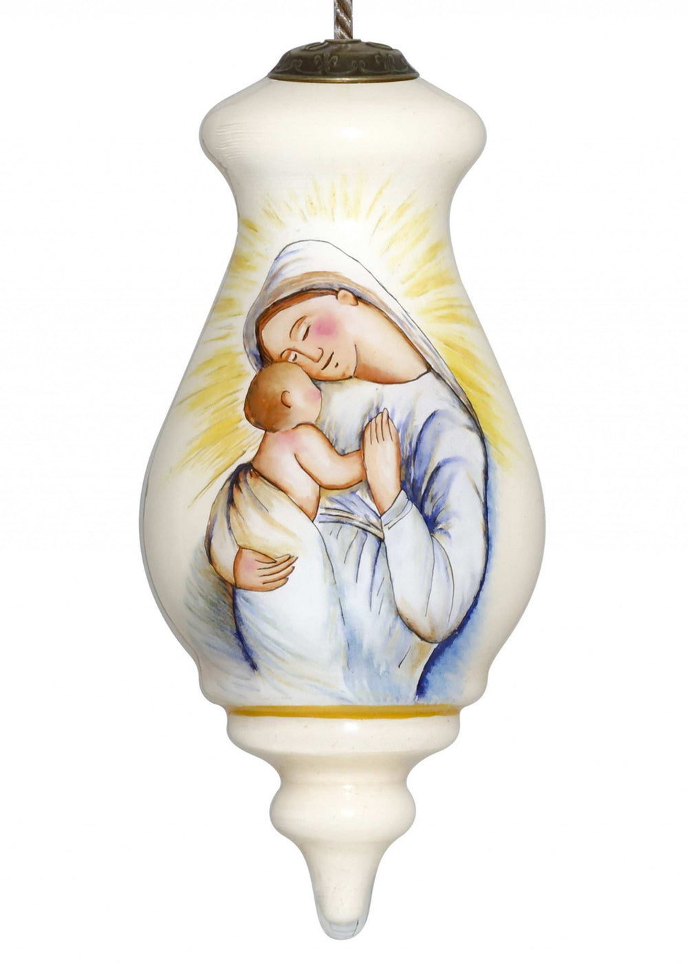 Mother Mary with Baby Hand Painted Mouth Blown Glass Ornament - Homeroots - Flyclothing LLC