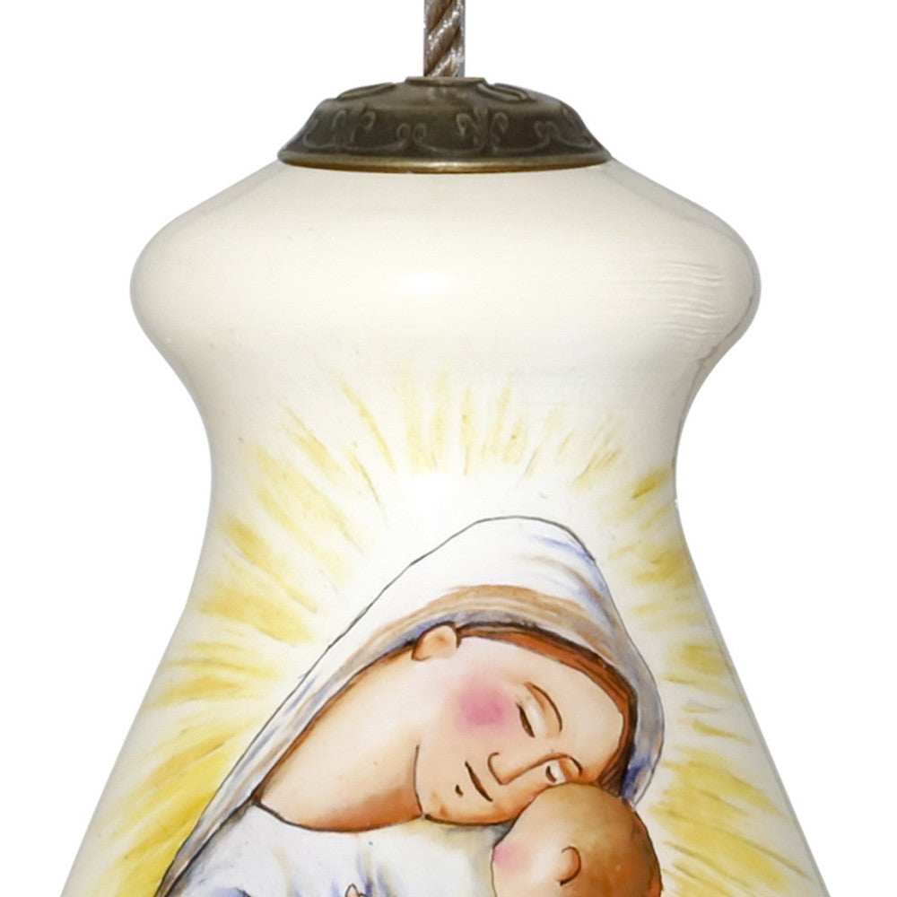 Mother Mary with Baby Hand Painted Mouth Blown Glass Ornament - Homeroots - Flyclothing LLC