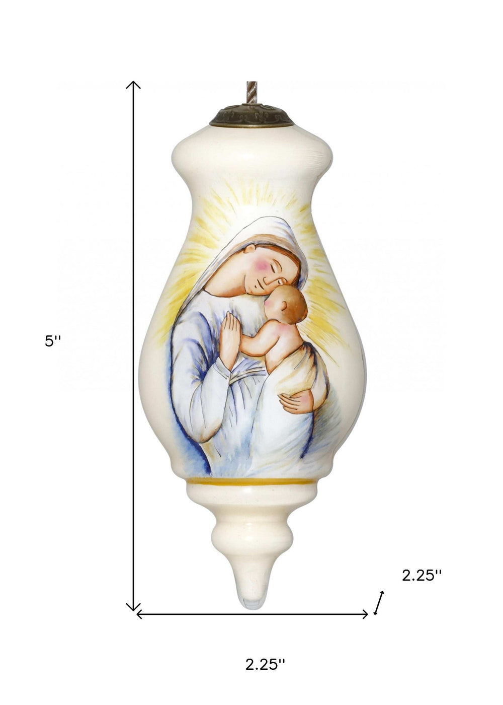 Mother Mary with Baby Hand Painted Mouth Blown Glass Ornament - Homeroots - Flyclothing LLC