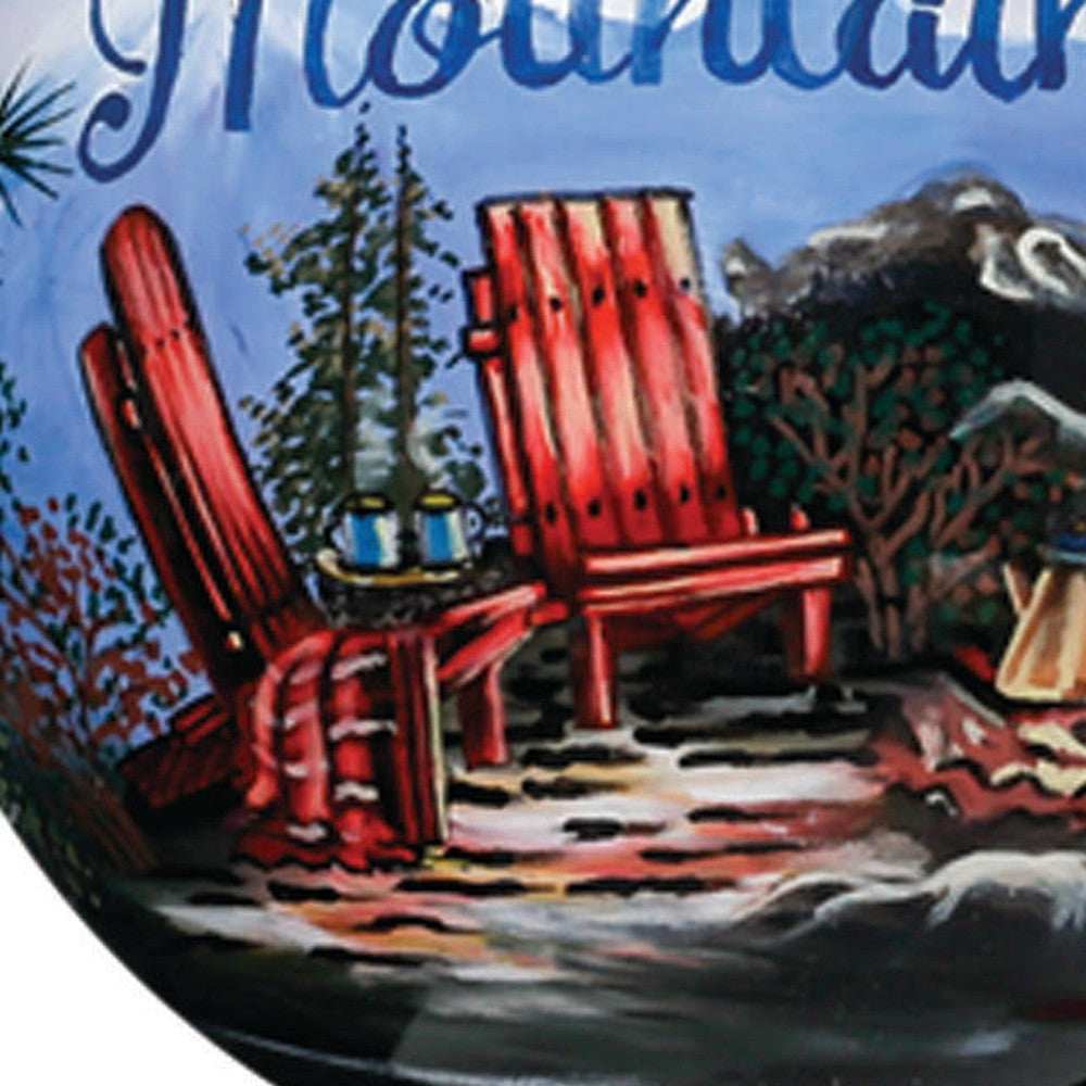 Scenic Life is Better in the Mountains Hand Painted Mouth Blown Glass Ornament - Homeroots - Flyclothing LLC