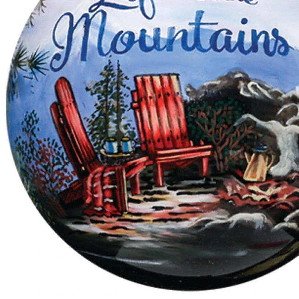 Scenic Life is Better in the Mountains Hand Painted Mouth Blown Glass Ornament - Homeroots - Flyclothing LLC