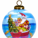 Rowing Santa Express Hand Painted Mouth Blown Glass Ornament - Homeroots - Flyclothing LLC