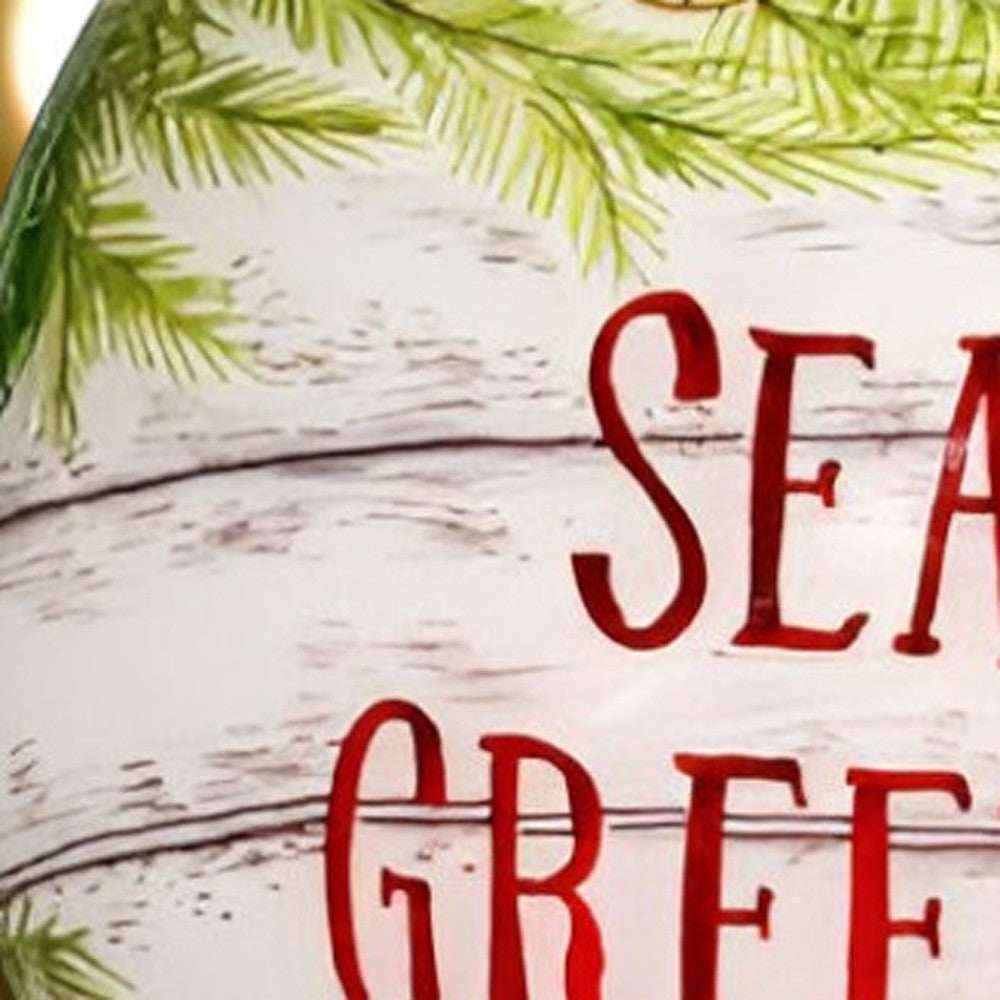 Holly Seas And Greetings Hand Painted Mouth Blown Glass Ornament - Homeroots - Flyclothing LLC