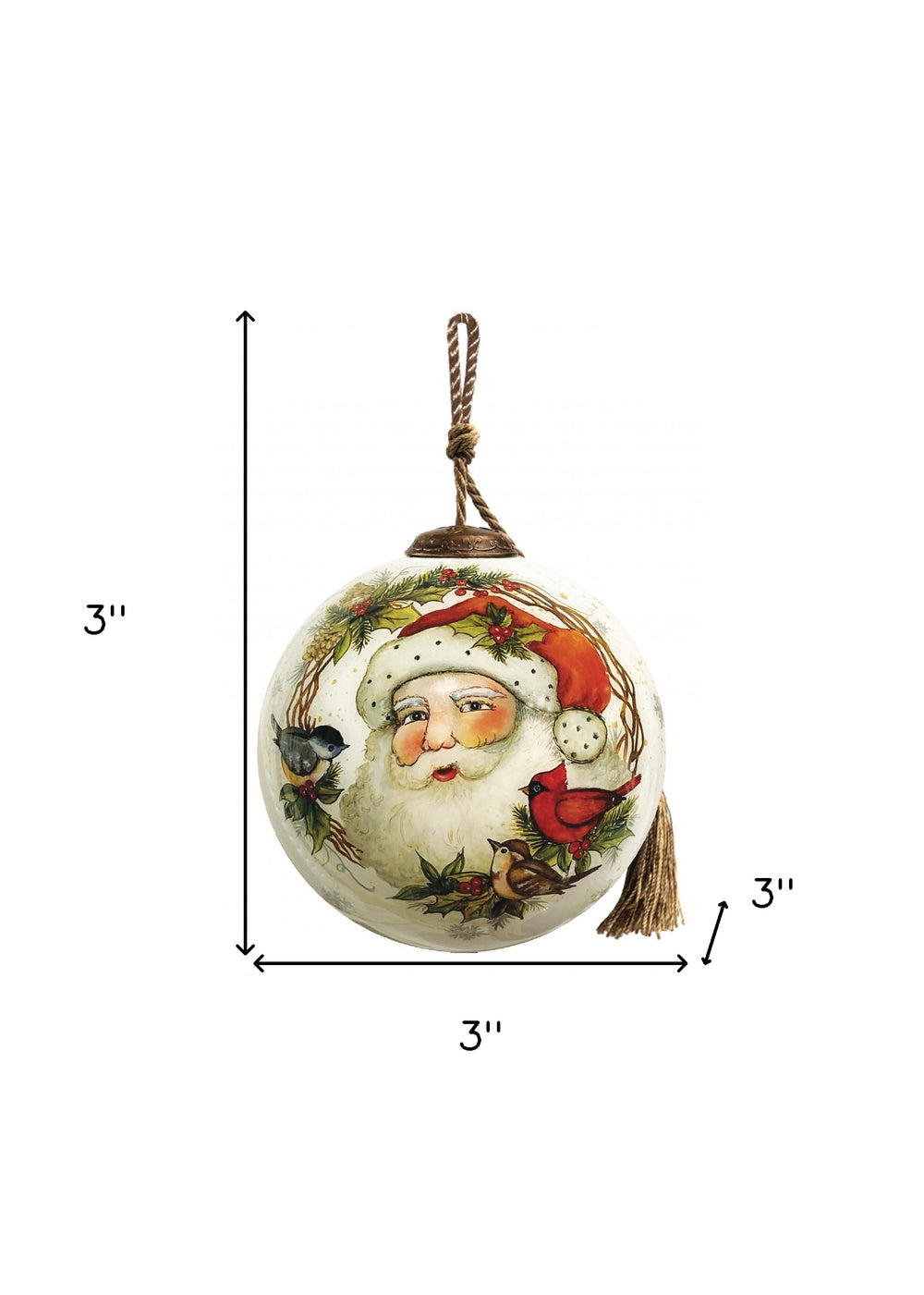 Winter Wreath Forest Santa Hand Painted Mouth Blown Glass Ornament - Homeroots - Flyclothing LLC