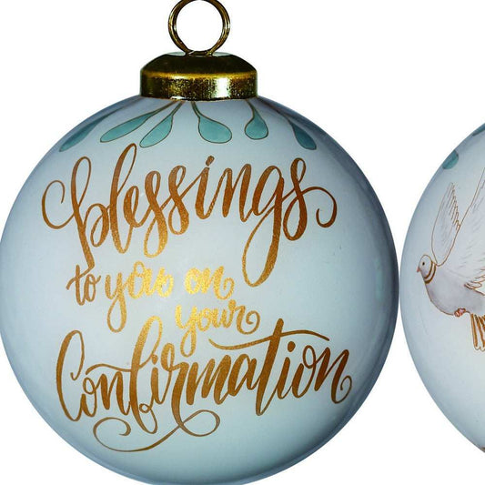 Gold Confirmation Hand Painted Mouth Blown Glass Ornament - Homeroots - Flyclothing LLC