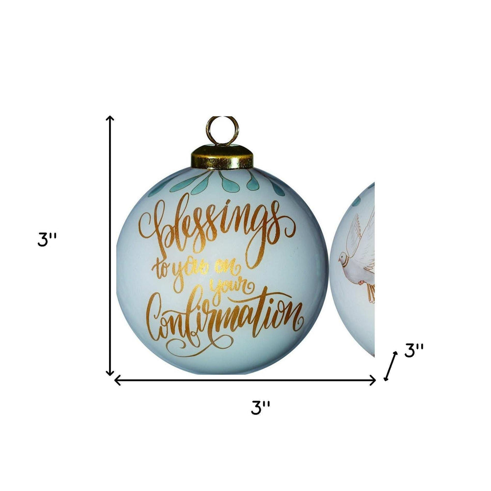 Gold Confirmation Hand Painted Mouth Blown Glass Ornament - Homeroots - Flyclothing LLC