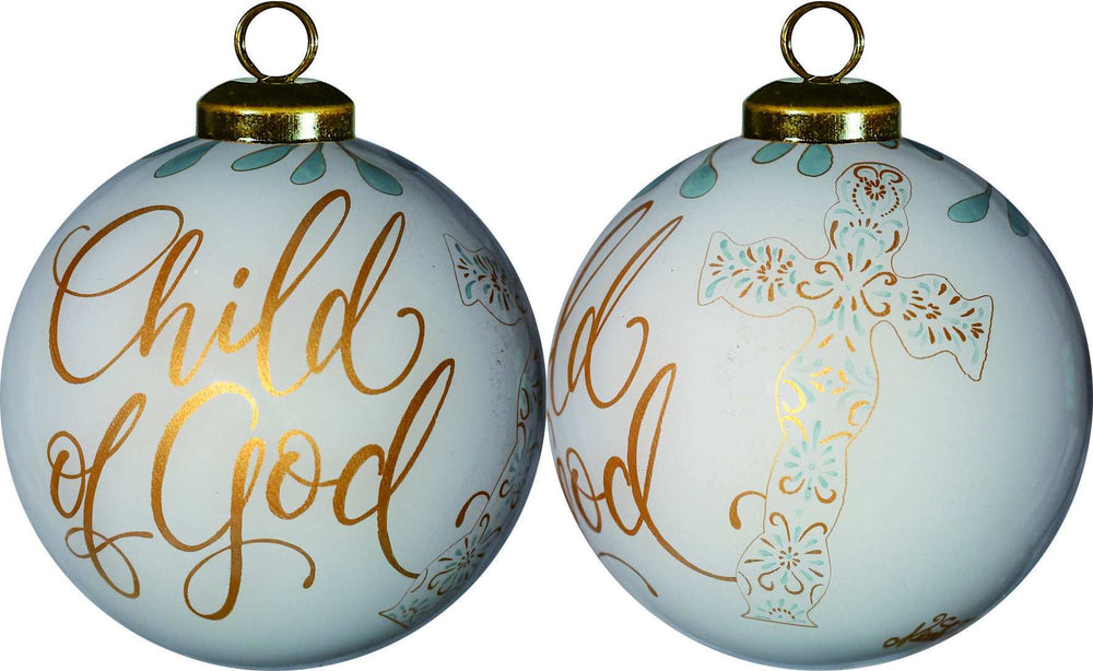 White and Gold Child of God Hand Painted Mouth Blown Glass Ornament - Homeroots - Flyclothing LLC