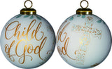 White and Gold Child of God Hand Painted Mouth Blown Glass Ornament - Homeroots - Flyclothing LLC