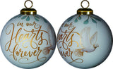 White and Gold In Our Hearts Forever Hand Painted Mouth Blown Glass Ornament - Homeroots - Flyclothing LLC