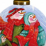 Snowman Family Bless Our Family Wordings Hand Painted Mouth Blown Glass Ornament - Homeroots - Flyclothing LLC