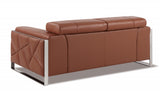 75" Camel And Silver Italian Leather Loveseat - Homeroots - Flyclothing LLC