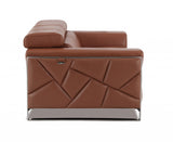 75" Camel And Silver Italian Leather Loveseat - Homeroots - Flyclothing LLC