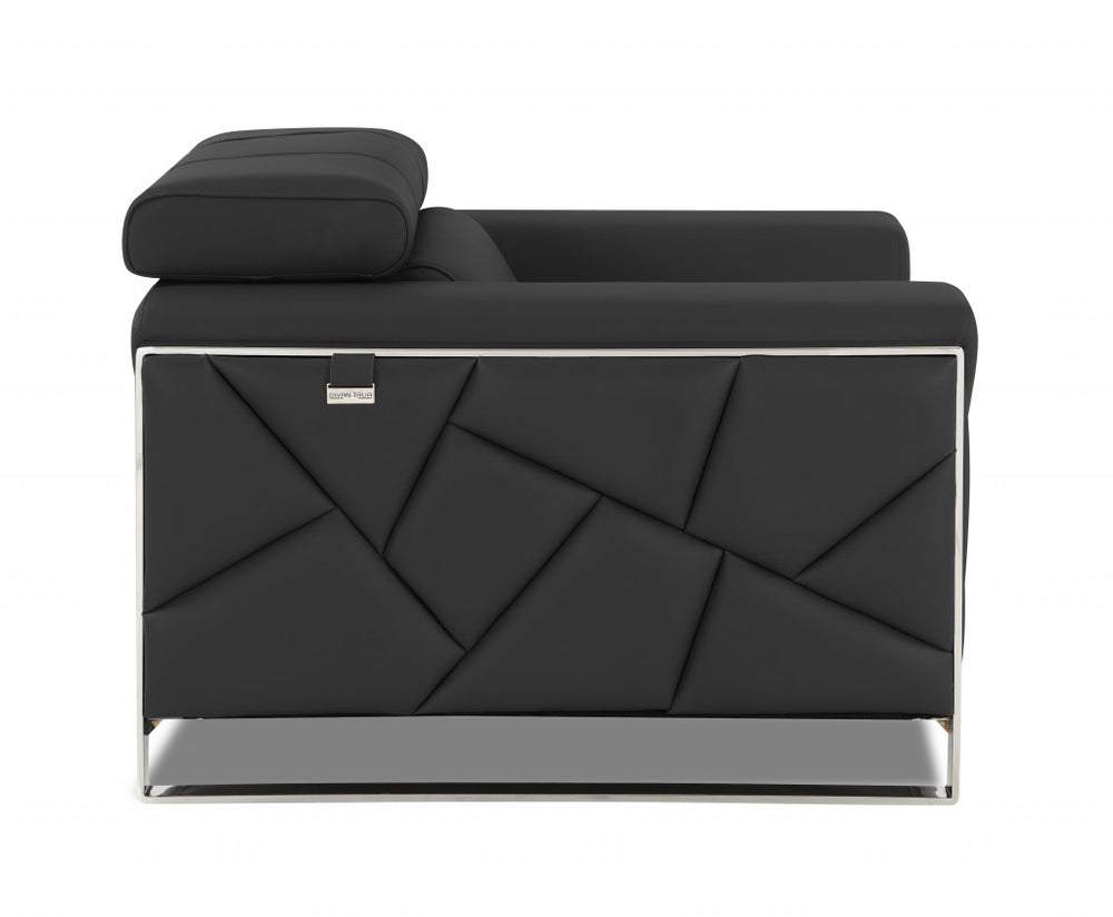 75" Gray And Silver Italian Leather Loveseat - Homeroots - Flyclothing LLC