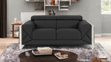 75" Gray And Silver Italian Leather Loveseat - Homeroots - Flyclothing LLC