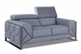 75" Light Blue And Black Italian Leather Loveseat - Homeroots - Flyclothing LLC