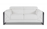 75" White And Black Italian Leather Loveseat - Homeroots - Flyclothing LLC