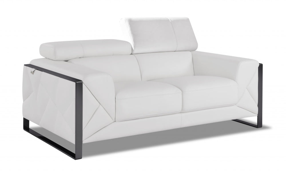 75" White And Black Italian Leather Loveseat - Homeroots - Flyclothing LLC