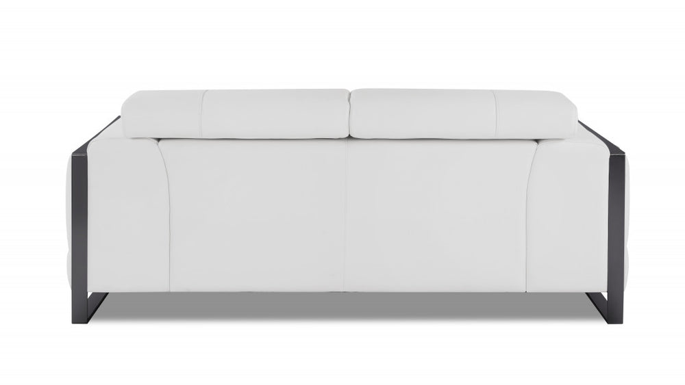 75" White And Black Italian Leather Loveseat - Homeroots - Flyclothing LLC