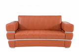 75" Camel And Silver Italian Leather Loveseat - Homeroots - Flyclothing LLC