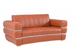 75" Camel And Silver Italian Leather Loveseat - Homeroots - Flyclothing LLC