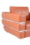 75" Camel And Silver Italian Leather Loveseat - Homeroots - Flyclothing LLC