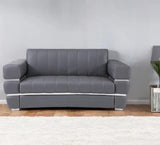75" Gray And Silver Italian Leather Loveseat - Homeroots - Flyclothing LLC